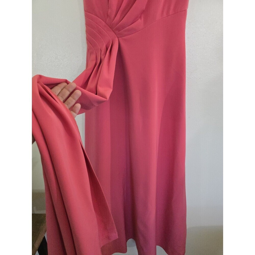 Kay Unger New York Coral Pink Maxi Formal Evening Gown Twist Waist Size 2 - Picture 8 of 15